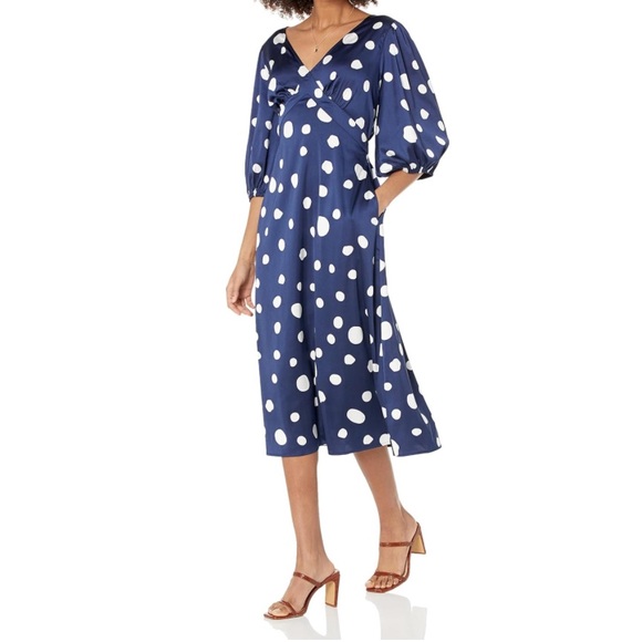 AMAZON THE DROP “Athena” navy abstract dot print dress - Picture 2 of 10